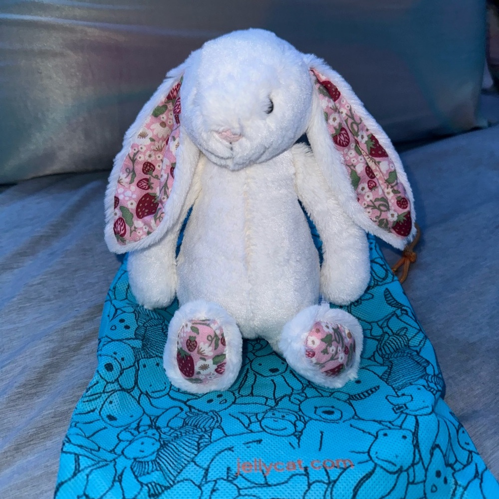 Jellycat Cream Bunny with Pink Floral Ears